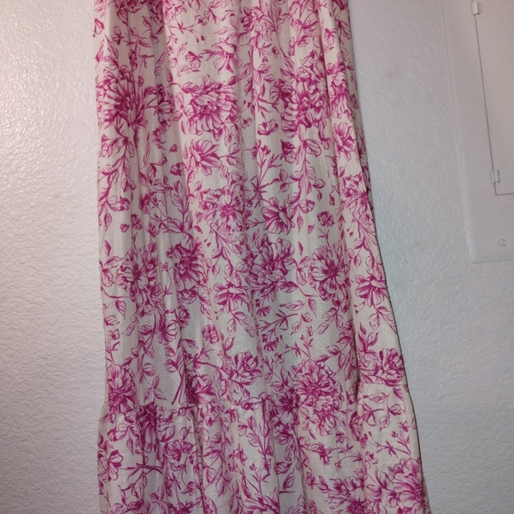 LONDON TIMES Pink and Cream Print Dress sz 10 Linen Blend - Picture 13 of 17
